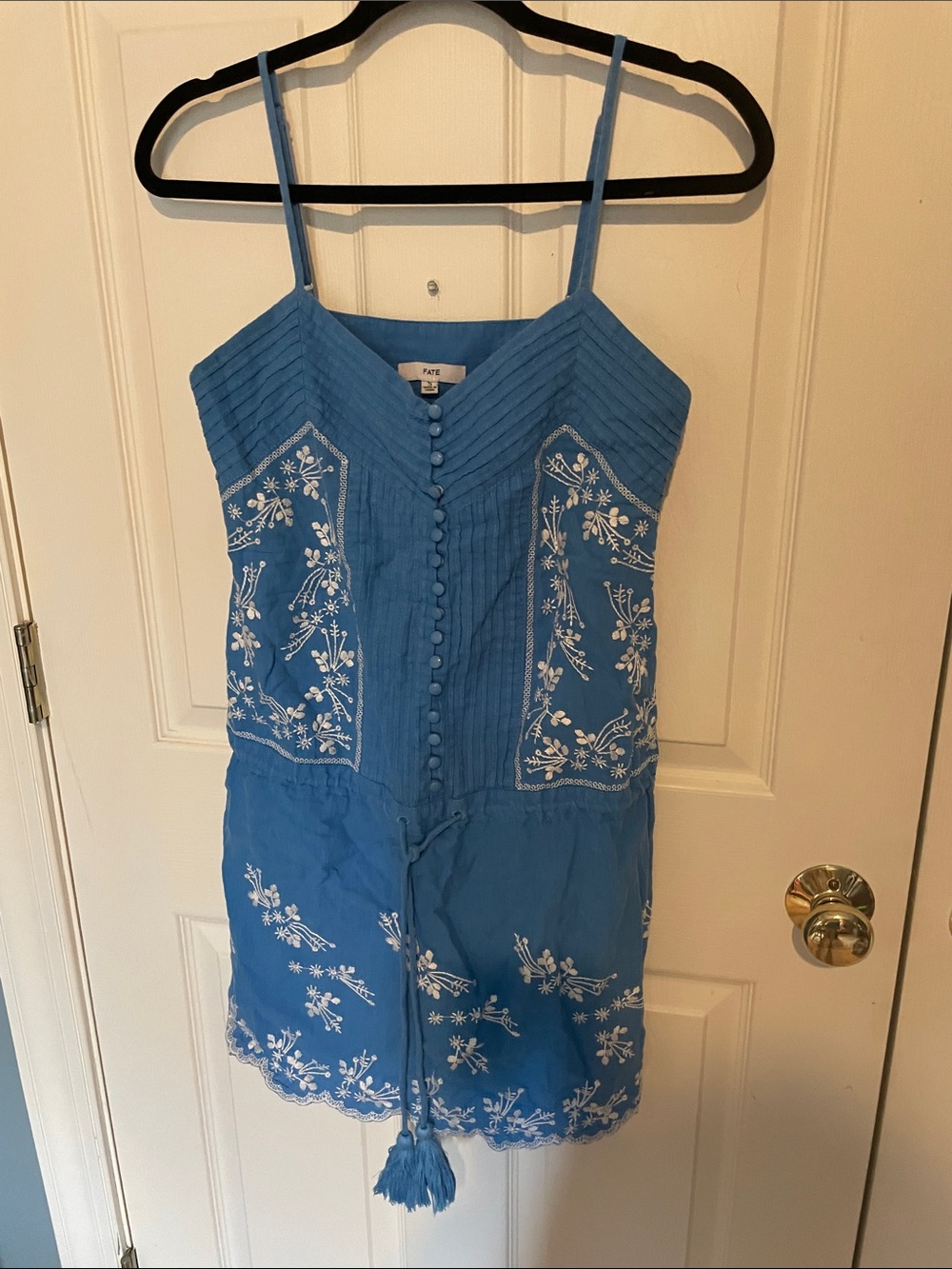 Fate Blue Embroidered Spaghetti Strap dress size small